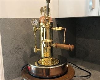 Ornate Electra Micro Casa Brass & Wood Expresso Machine