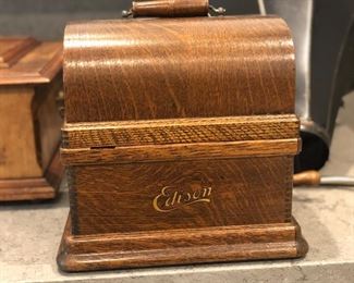 Edison Cylinder Phonograph With Several Wax Cylinders