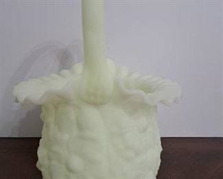 Fenton Custard Uranium Glass "Poppy" Handled Basket