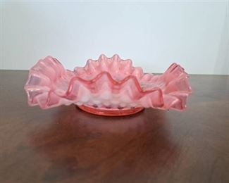 Fenton Opalescent Pink Hobnail Candy/Bonbon Dish