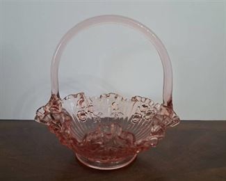 Fenton Basket 8" Pink Cabbage Rose