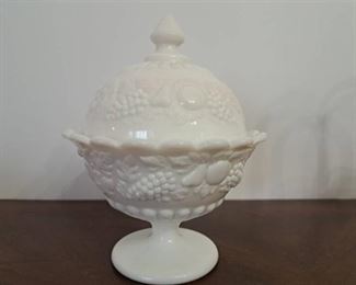 Candy Dish & Lid Della Robbia Milk Glass by Westmoreland