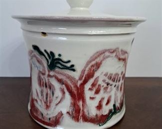 Ceramic Strawberry Smear Design Canister 7"