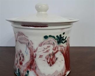 Ceramic Strawberry Smear Design Canister 6.5"