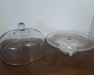 Crystal Leaded Cake Platter with Lid