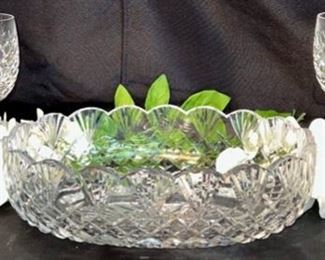 Waterford Scalloped Bowl with four Stem Glasses