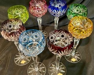 Absolutely Gorgeous Handgeschliffen 24 Lead Crystal Colored Goblets.  