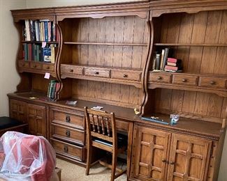 Three section desk  and bookcase set 