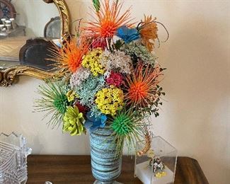 Vintage vase and faux floral 