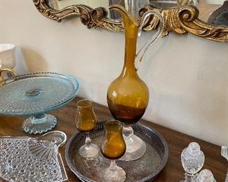 Vintage serving items and decor 