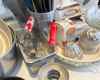 Kitchen items, pots and pans, cooking utensils, baking pans, more