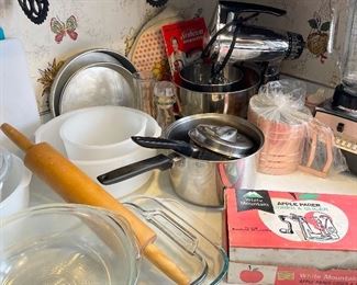 Kitchen items, pots and pans, cooking utensils, baking pans, more