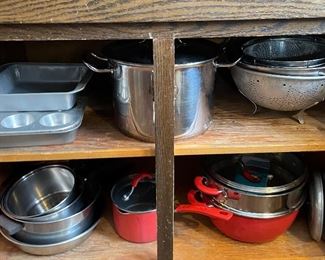Kitchen items, pots and pans, cooking utensils, baking pans, more