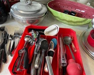 Kitchen items, pots and pans, cooking utensils, baking pans, more