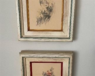Vintage framed floral prints 