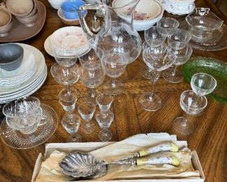 Vintage glassware and serving items 