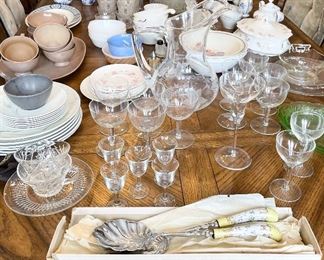 Vintage glassware and serving items 