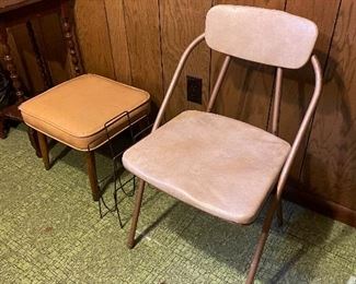 Vintage chair, leather footstool