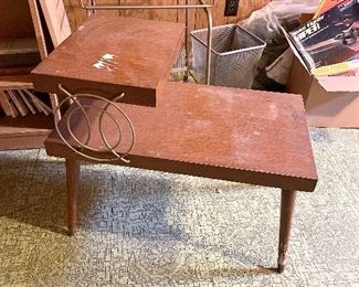 Super cool MCM side table with metal side detailing 