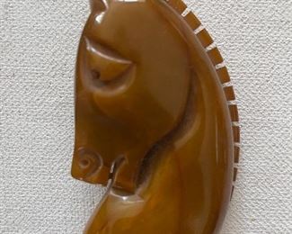 Large Bakelite horse head brooch 