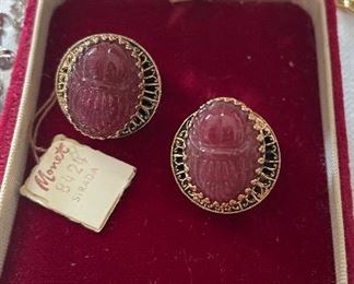 Vintage costume jewelry (Scarab earrings by Monet) 
