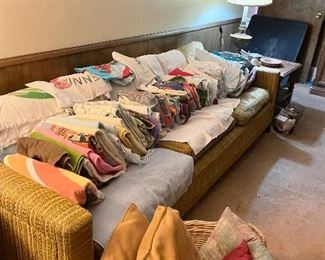 Large selection of linens (sheets, towels, blankets, etc) many vintage 