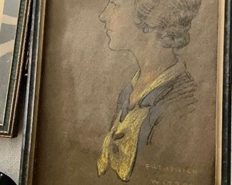 Antique framed drawing 