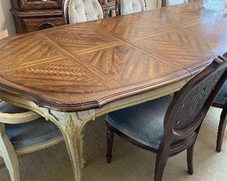 Vintage Dining table (shown with 2 leaves, can seat 4 people at smallest and 10-12 with all leaves)