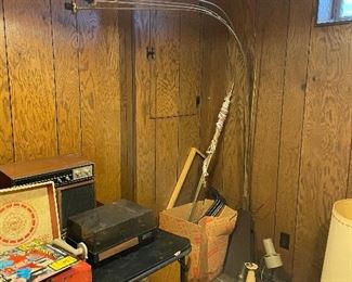 Large mid century gold light fixture 