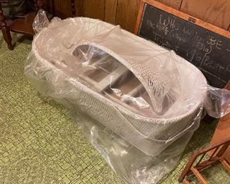 vintage baby bassinet, chalk board  