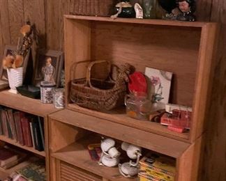 vintage bookcase with sliding door (2 available and one top shelf)