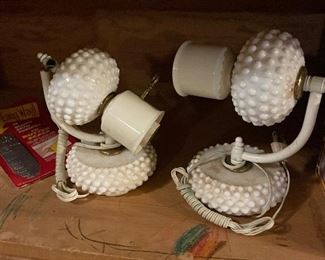 Vintage Hobnail Milk Glass Sconces 