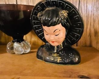 Vintage Asian bust decor 