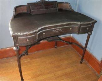 Antique Mahogany Caned Desk