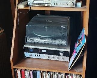 1970's Stereo Components, and LPs in a Mid-Century Stereo Cabinet (all in Attic!)