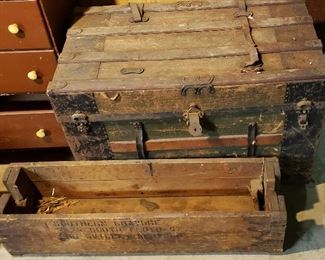 One of Three Antique Steamer Trunks