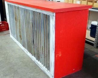 Wood With Rustic Tin Front Service Counter, 44" x 98" x 25"
