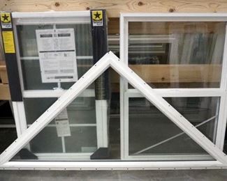 Pella Therma Star Replacement Window, 47" x 28", Single Hung Double Pane Replacement Window, 46" x 32" , And Triangle Window, 37" x 77"