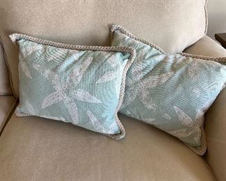 Two of several decor pillows