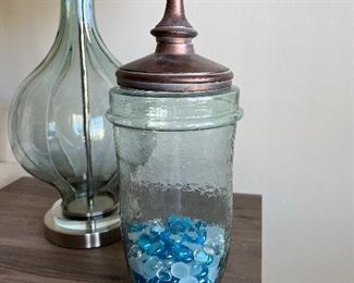 Table lamp and decor bottle with filler