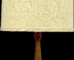Vintage Large Danish Modern Drip Glaze Ceramic and Teak Table Lamp
