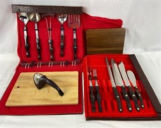 Vintage Cutco Knives, Sharpener, Cutting Board, Serving Utensils and More in Sales Rep Case- 1976
