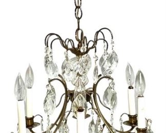 Vintage Crystal Chandelier with 66 Individual Hanging Glass Prisms