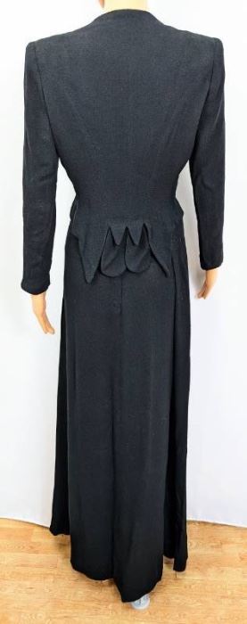 Vintage HELEN COOKMAN NY Black Evening Suit - Full-Length Skirt and 21-Button Jacket