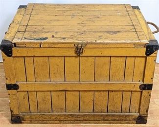 Yellow Wood Shipping Crate with Black Metal Hardware