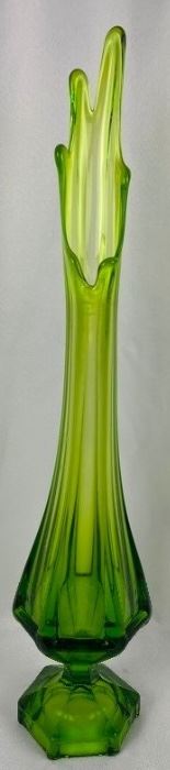 Vintage Viking 25" Green Glass Swung Vase