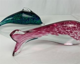 Two England Wedgwood Glass Fish Figurines-