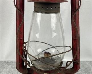 Vintage Dietz Comet Red Beacon Metal Lantern - Hanging Kerosene