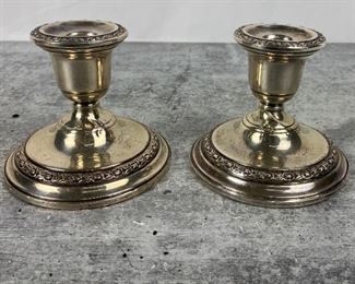 Pair of Weighted Sterling Silver Candlesticks- Frank Whiting "Talisman Rose"