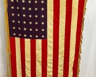 Vintage Honor Guard Fringed 48 Star Glory Gloss Dettra Products Nylon American Flag on 8' Pole